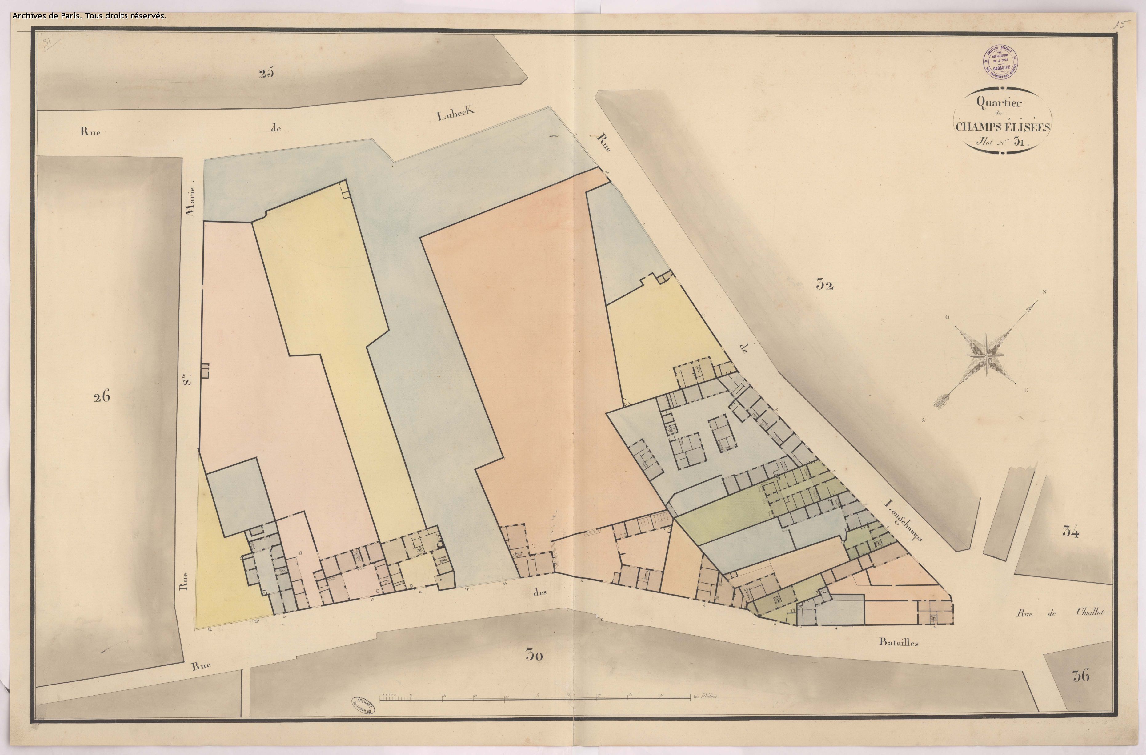 Rue des bataillesRelevé cadastral 1810- Ilot 31